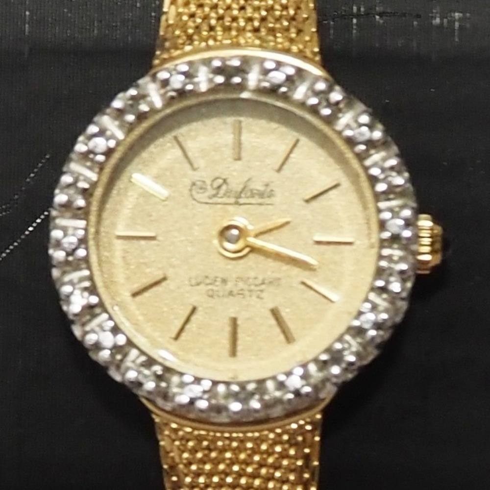Vintage Dufonte Lucien Piccard Ladies Quartz Gold Tone Mesh Cocktail Watch